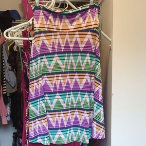 LuLaRoe A-line Mini Skirt Purple Orange Casual